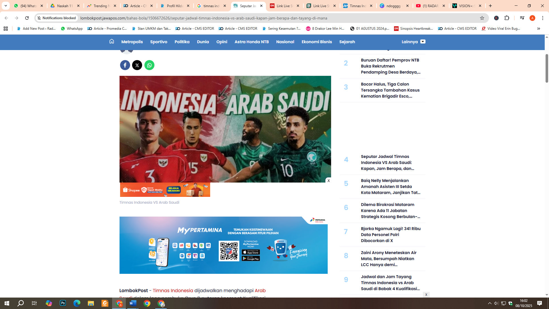 Link Live Streaming Timnas Indonesia vs Arab Saudi