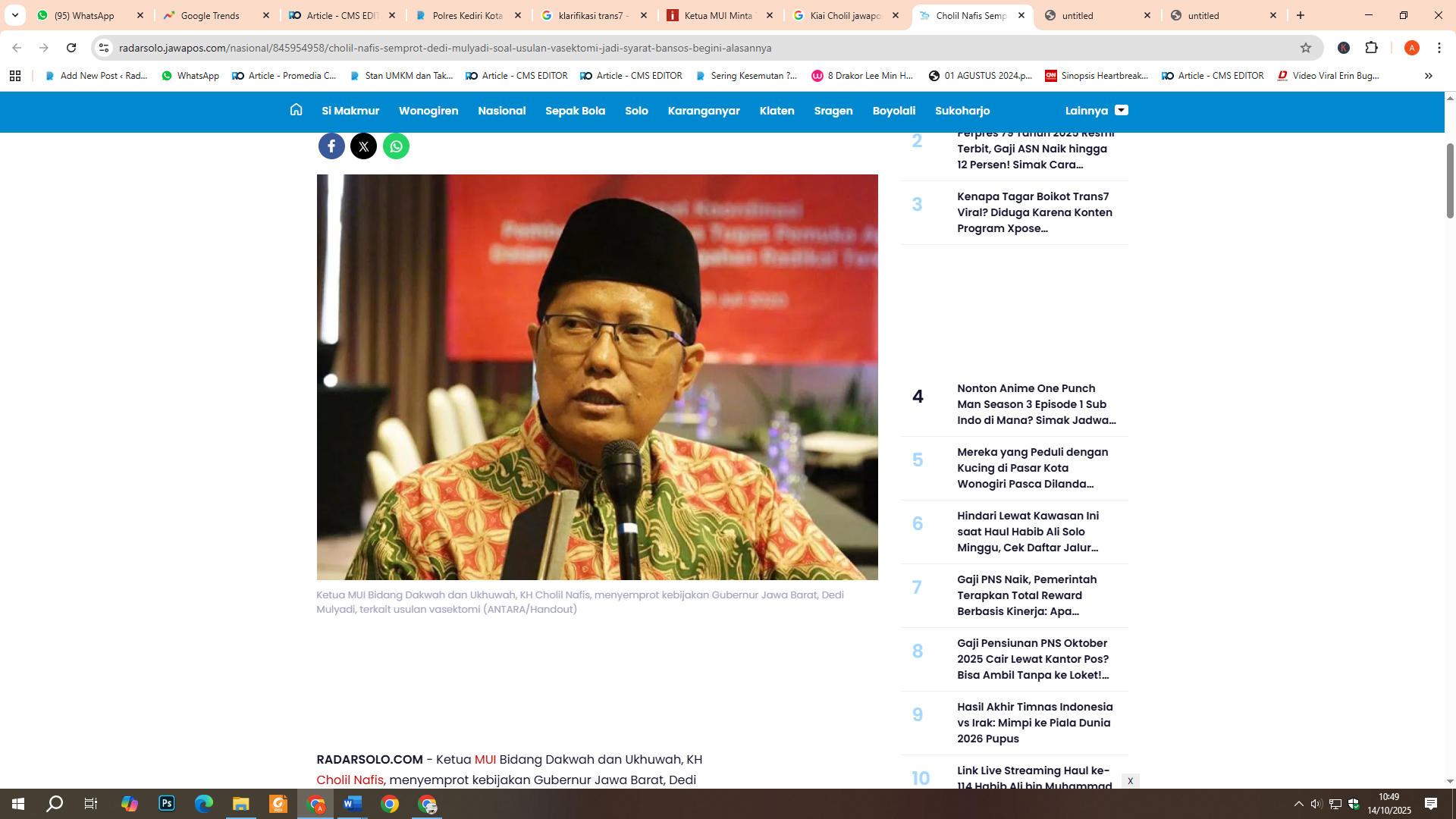 Ketua MUI Bidang Dakwah dan Ukhuwah, KH Cholil Nafis