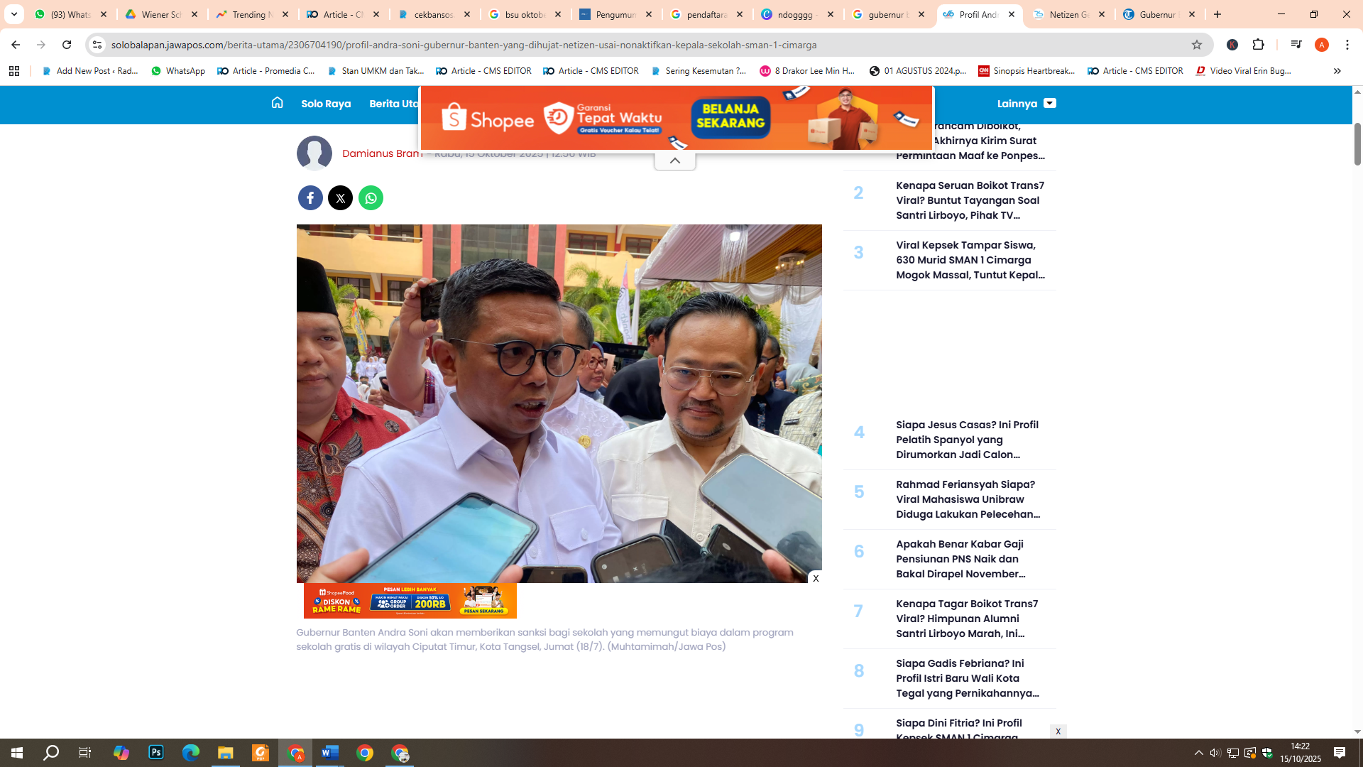 Gubernur Banten Andra Soni