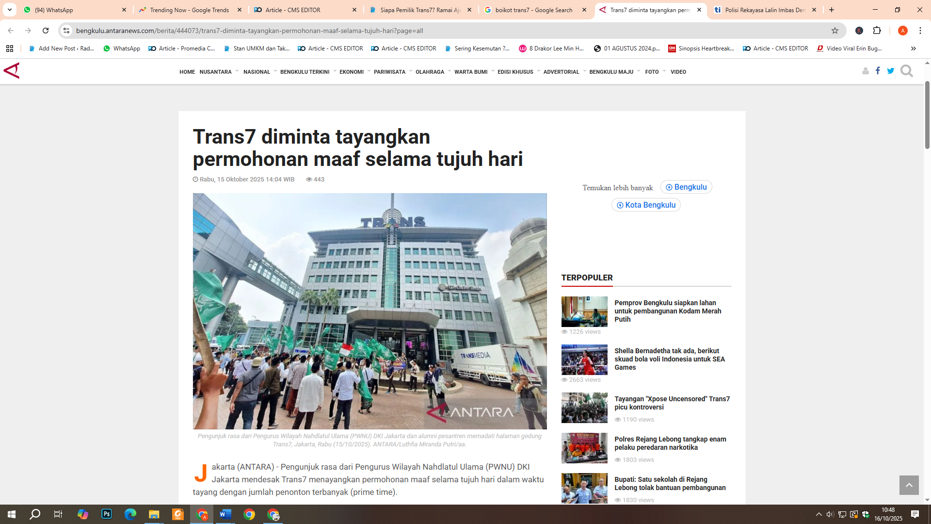 Demo boikot Trans7
