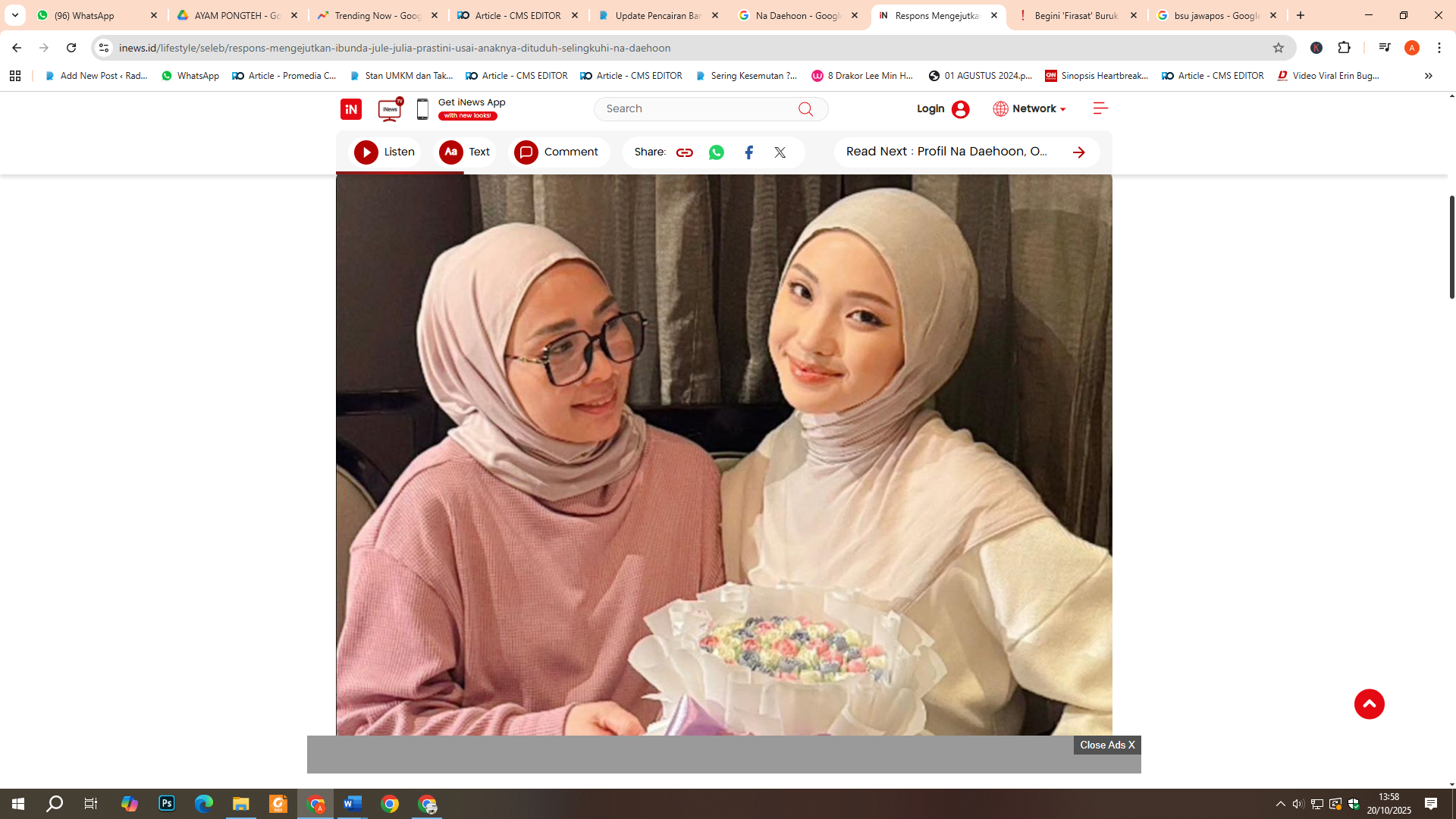 Dirumorkan Selingkuhi Na Daehoon, Ibu Julia Prastini