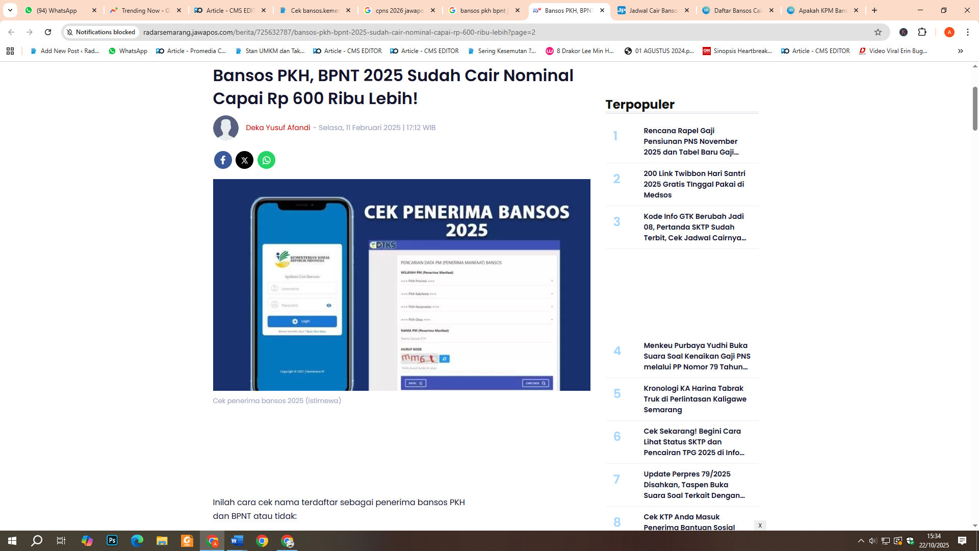 Cek Penerima Bansos