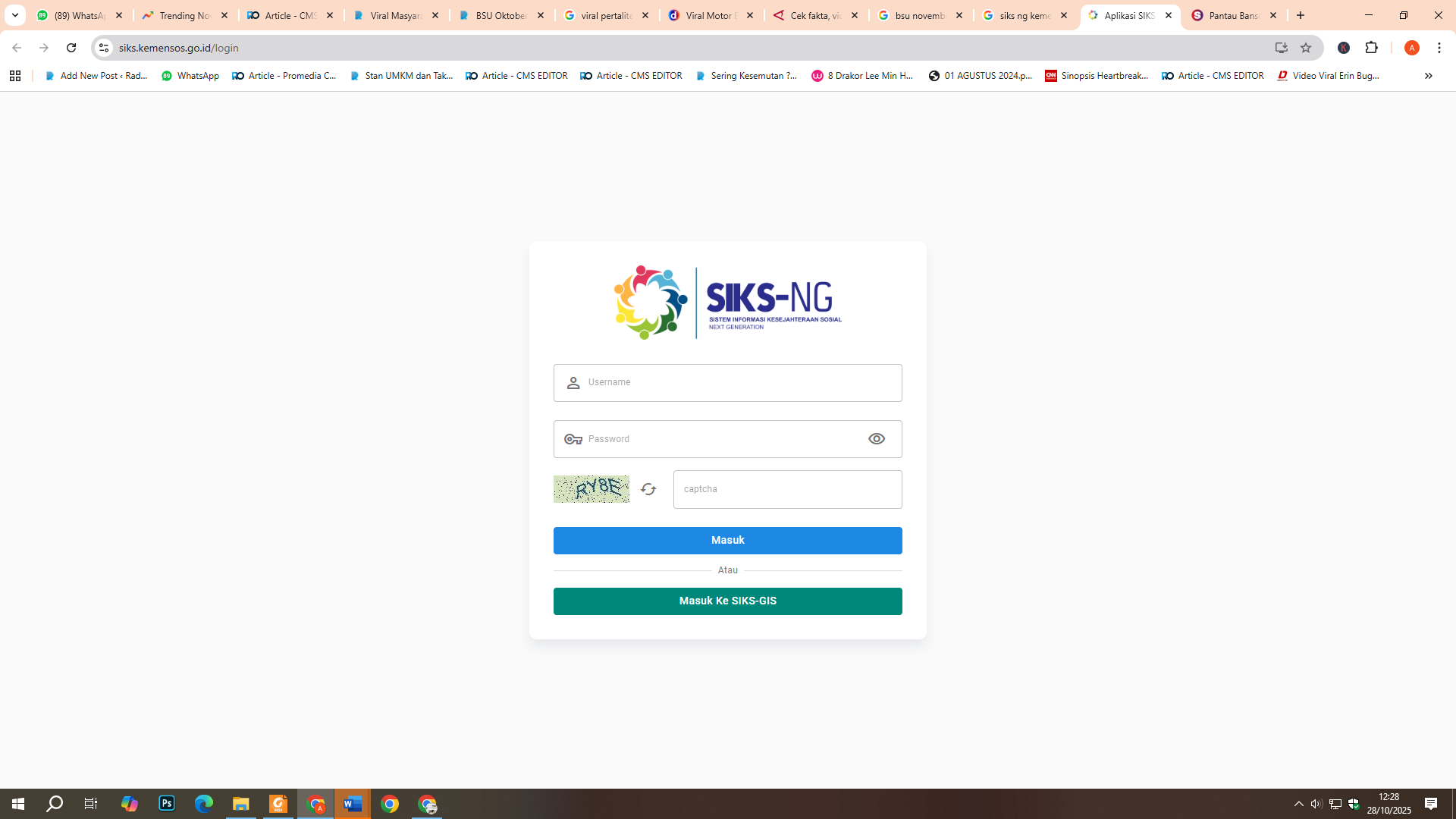 Cek bansos di SIKS-NG