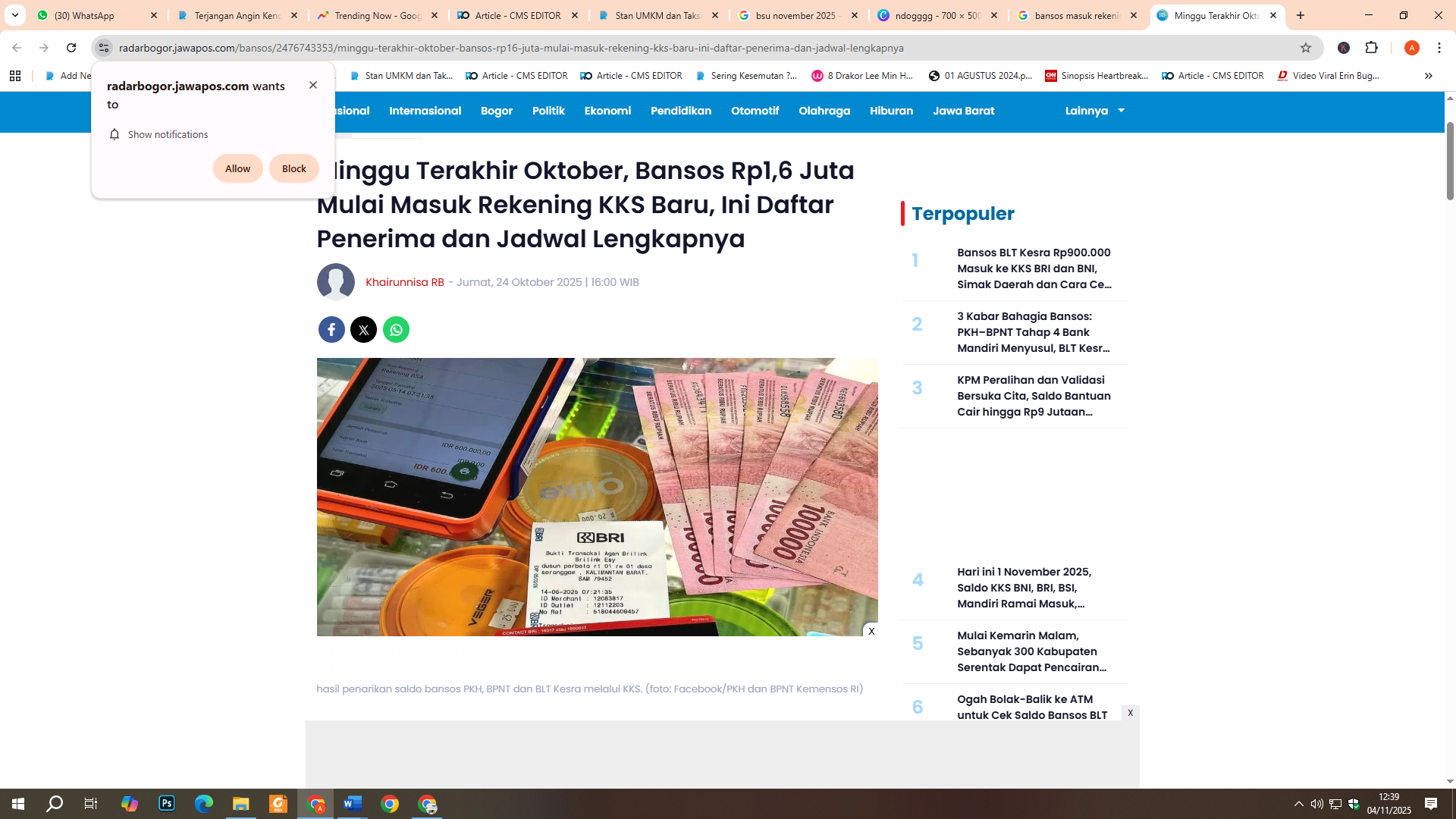 Kartu KKS bansos PKH BPNT tahap 4 2025