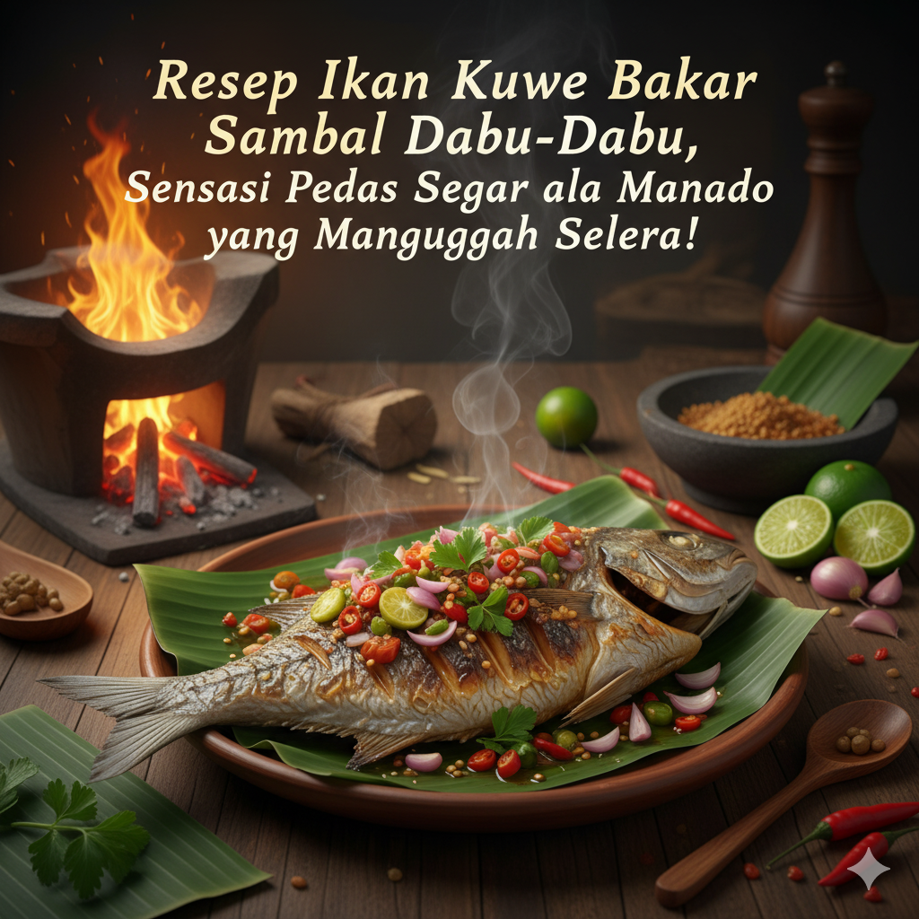 Ilustrasi Ikan Kuwe Bakar Sambal Dabu Dabu