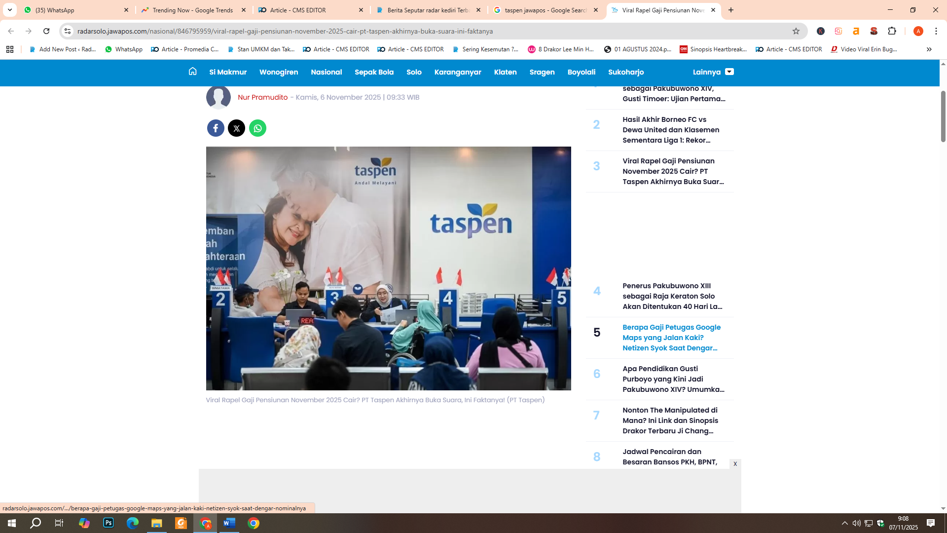 Taspen soal gaji pensiunan PNS 2025