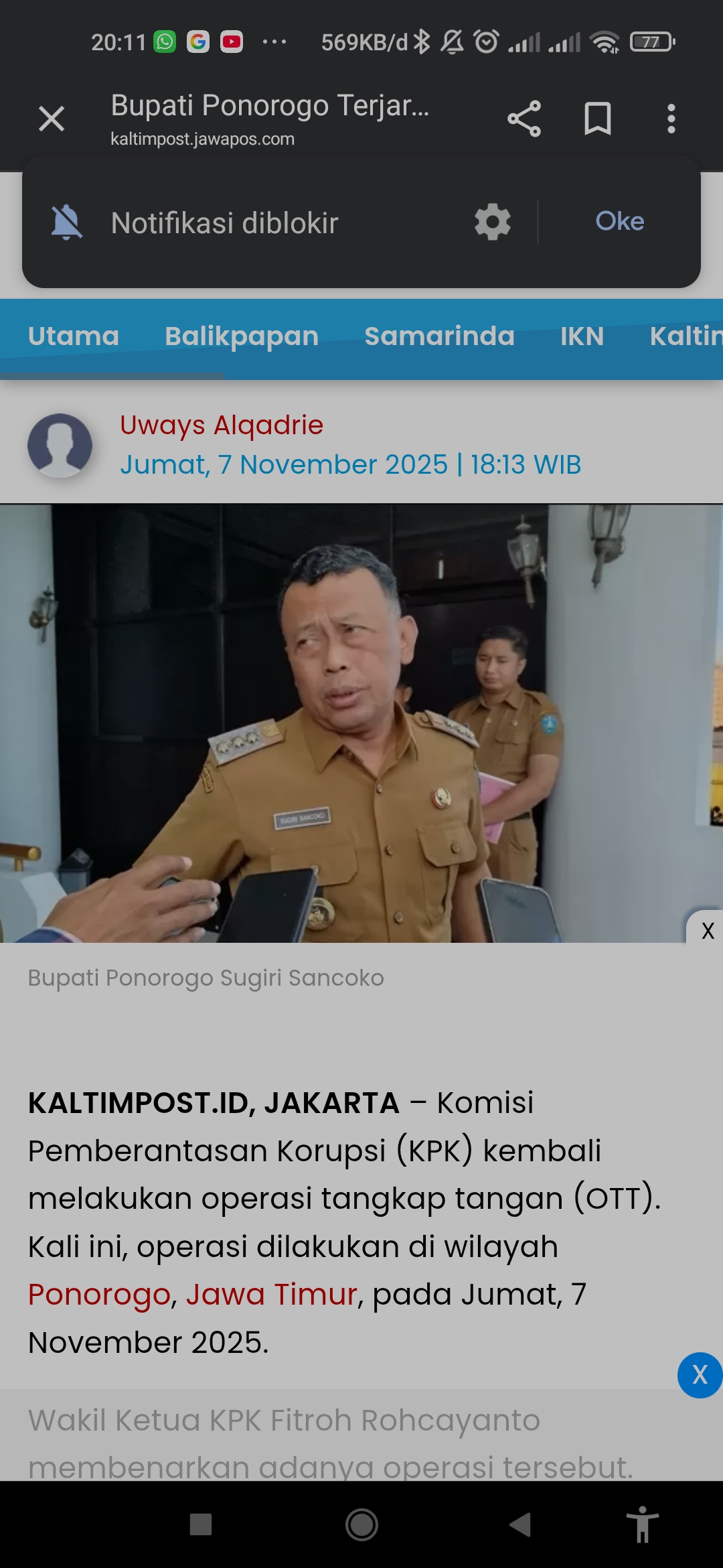 Bupati Ponorogo Sugiri Sancoko kena OTT KPK