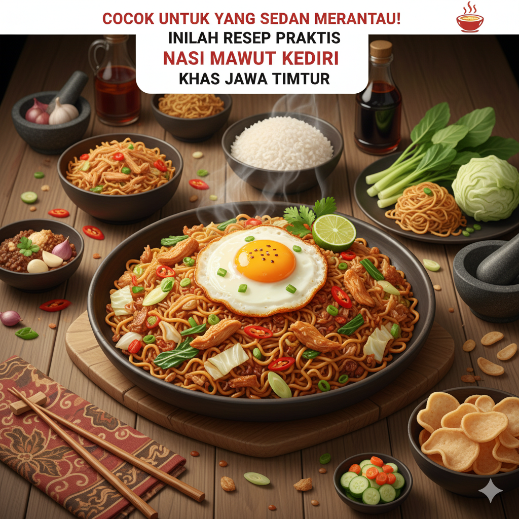Ilustrasi Resep Nasi Mawut Kediri