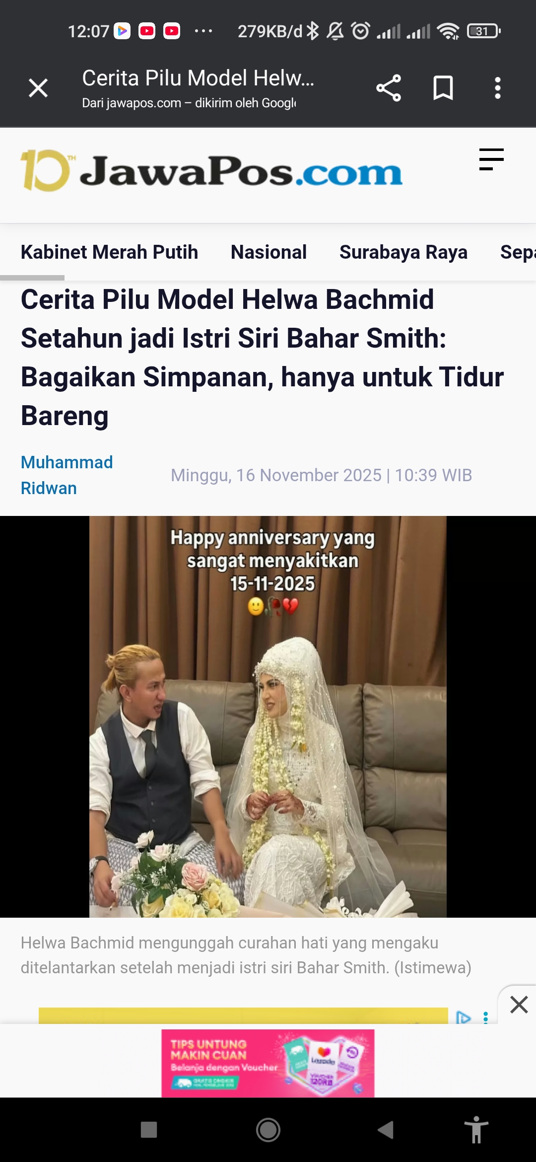Helwa Bachmid istri Bahar Smith
