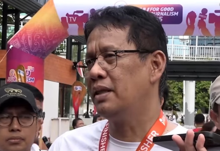 Purbaya Yudhi Sadewa usai mengikuti kegiatan Run for Good Journalism