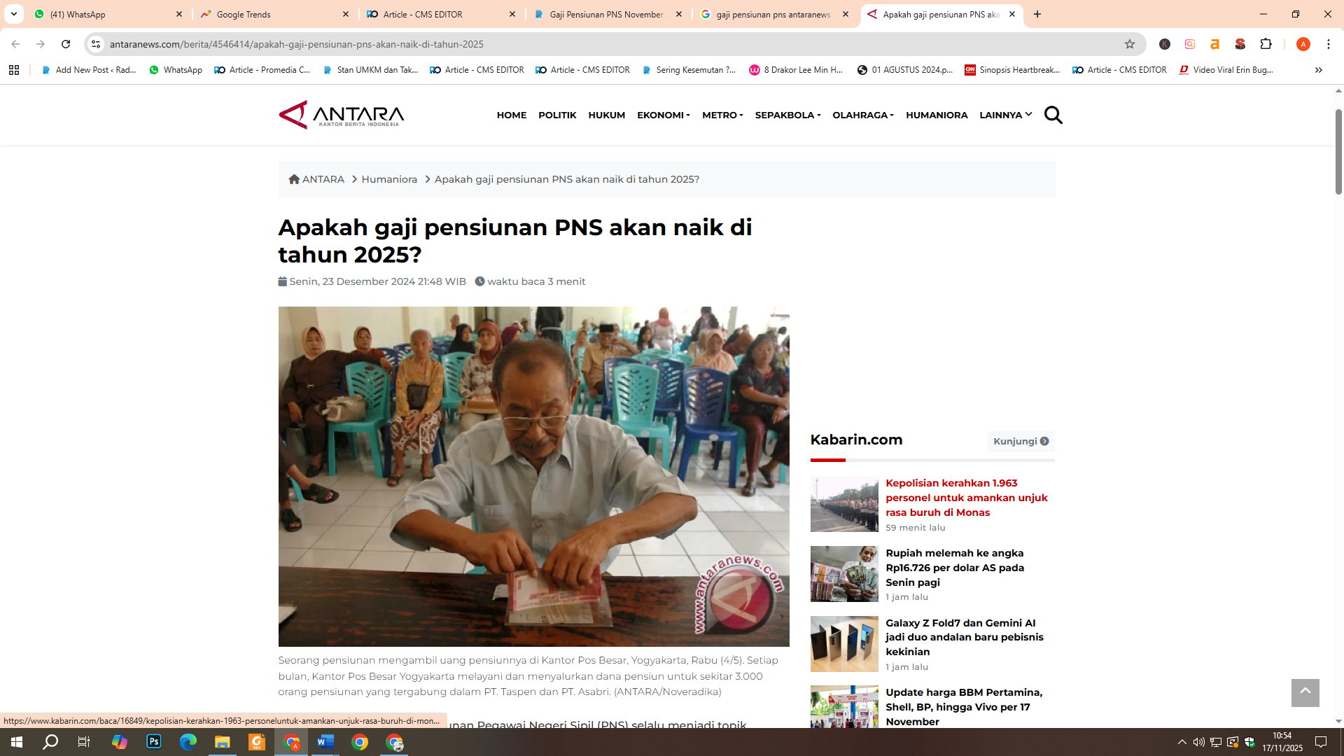 Pengambilan gaji pensiunan PNS
