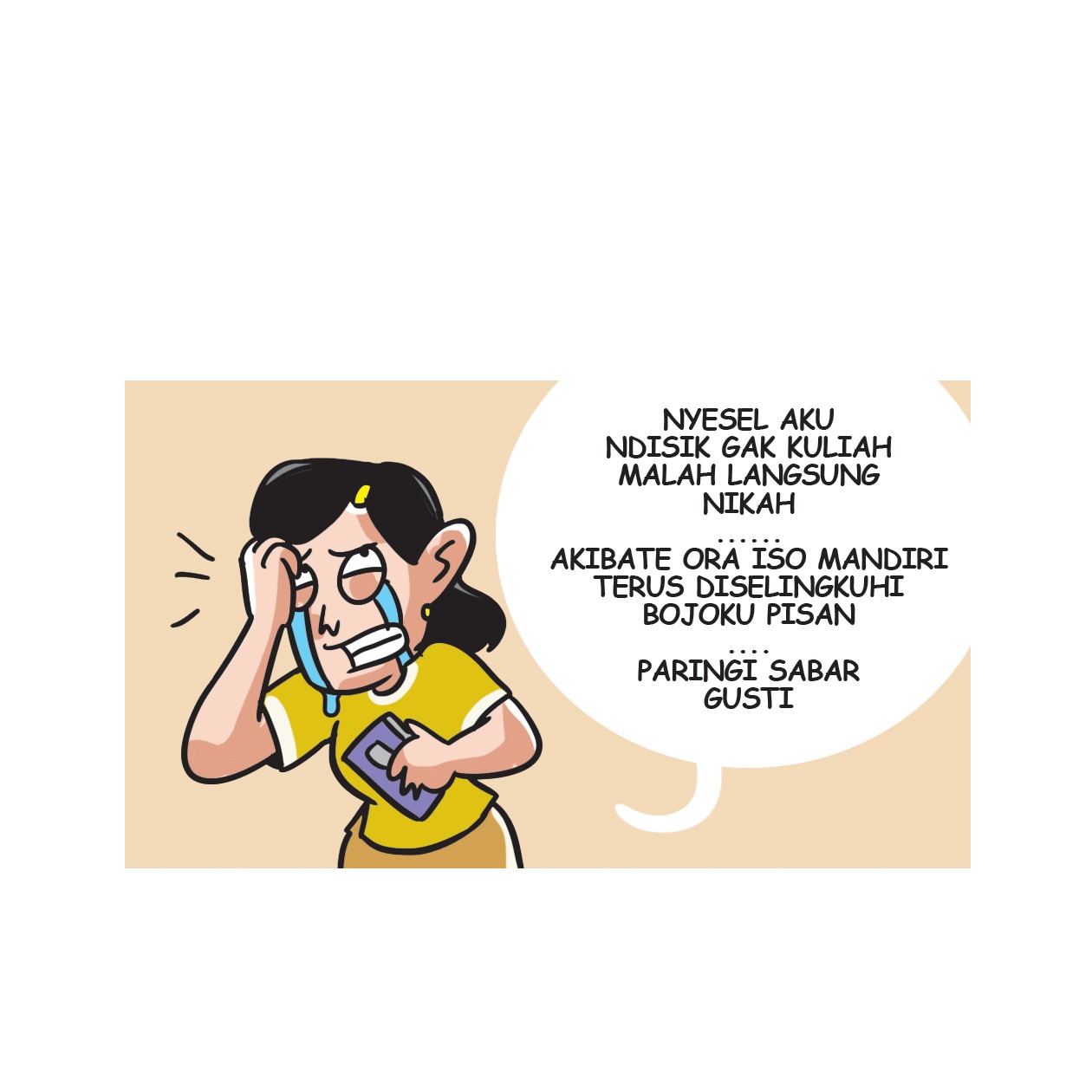 Ilustrasi istri yang nikah muda dan kecewa karena sikap suami.