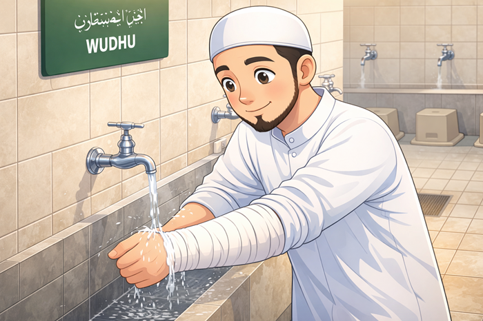Ilustrasi, Berwudhu dengan hati-hati