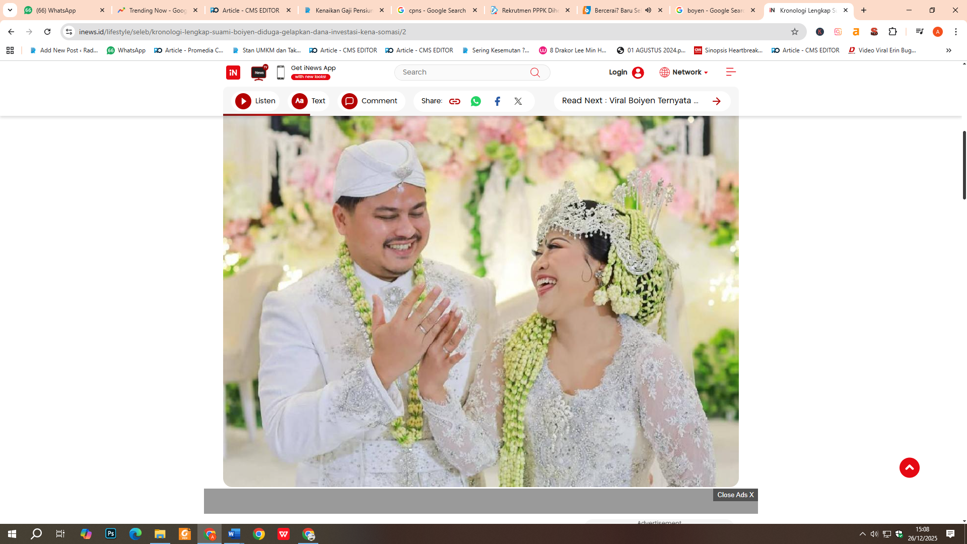 Foto pernikahan Boyen dan Rully