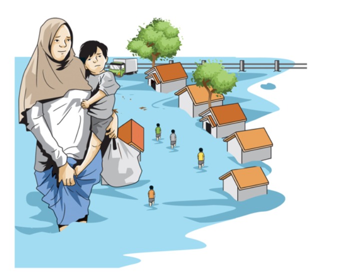 Ilustrasi banjir. (Ilustrator: Afrizal)
