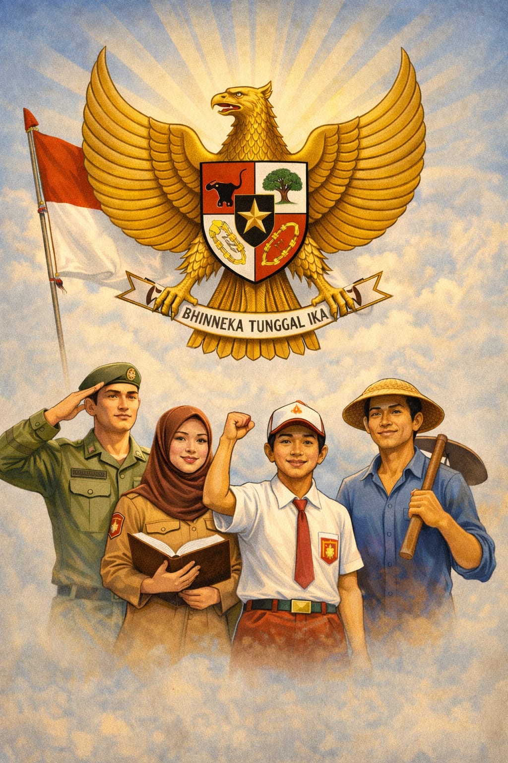 Ilustrasi Wawasan Kebangsaan dan Pancasila. ( Ilustrasi AI)