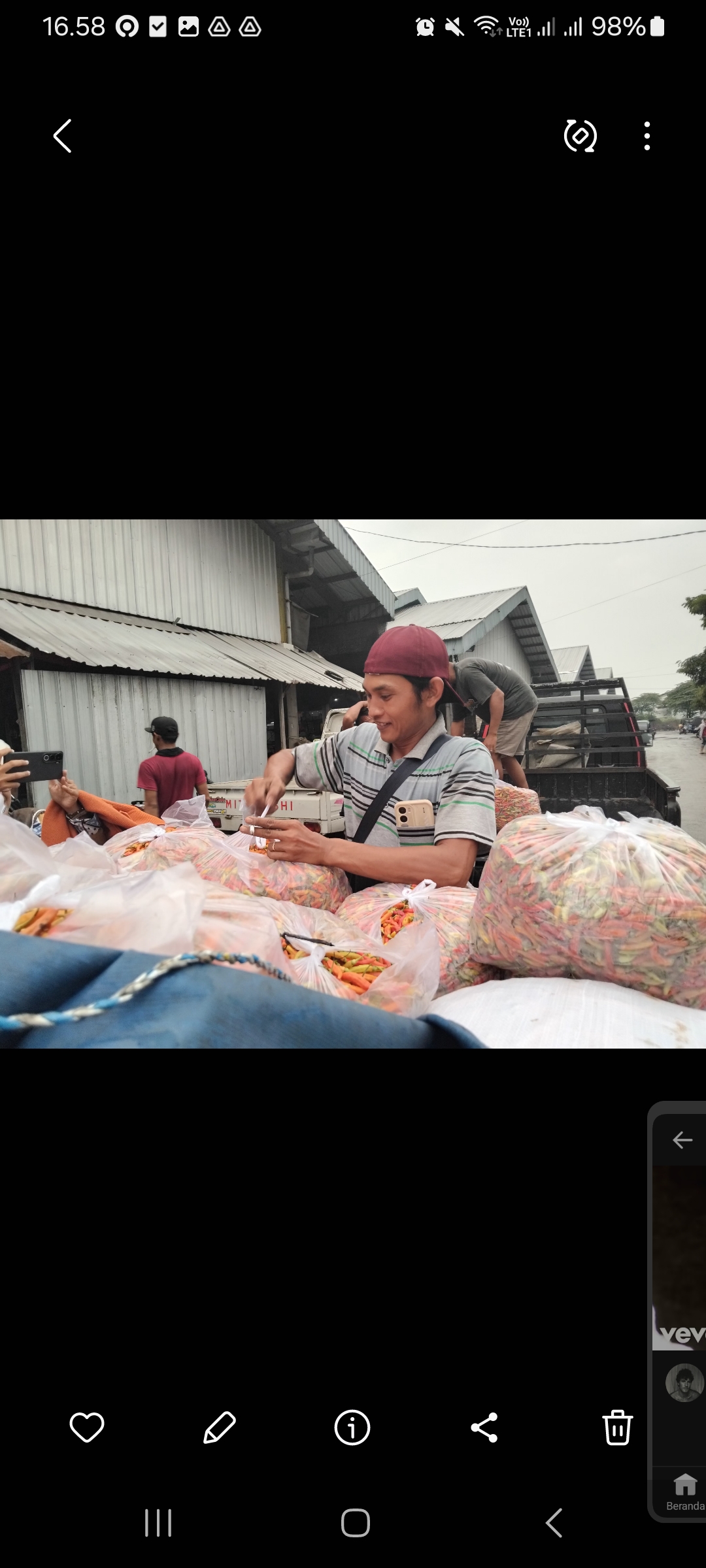 Pedagang di Pasar Induk menata cabai dagangannya (Diana Yunita Sari/JPRK)