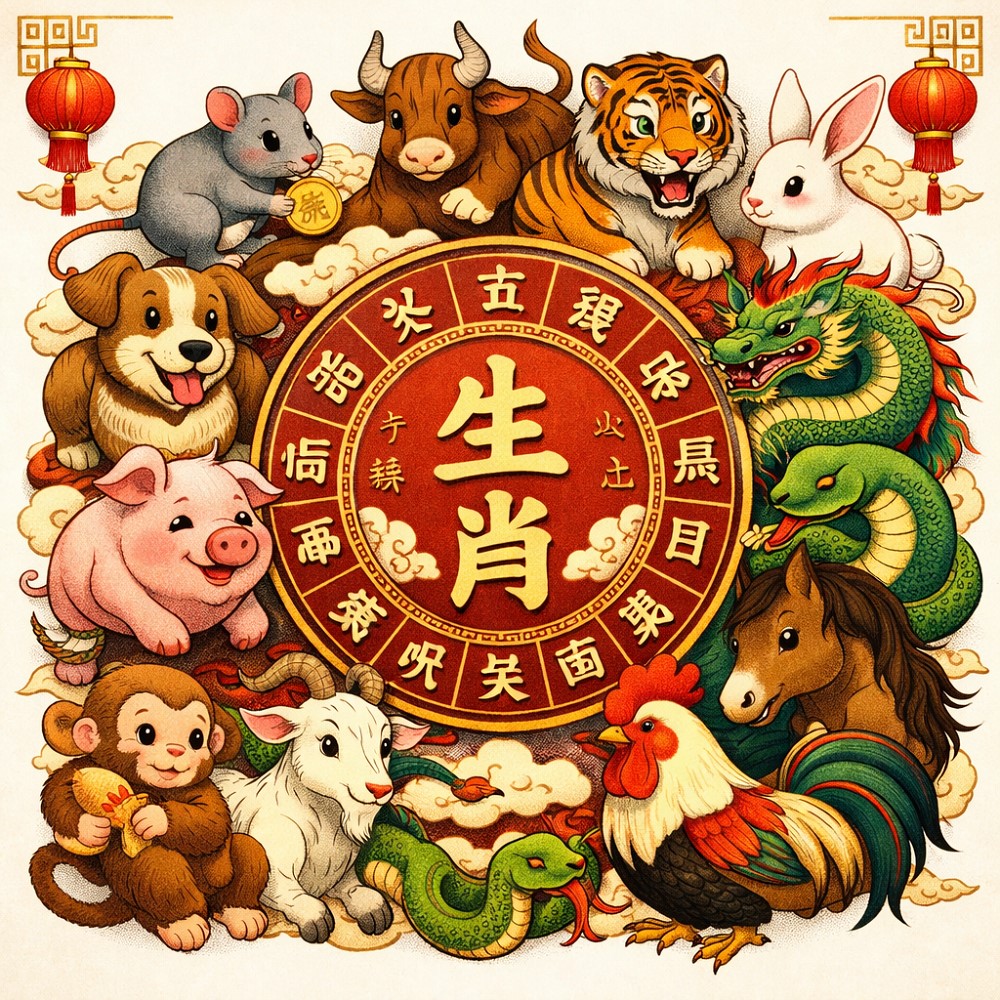 Ilustrasi 12 shio.