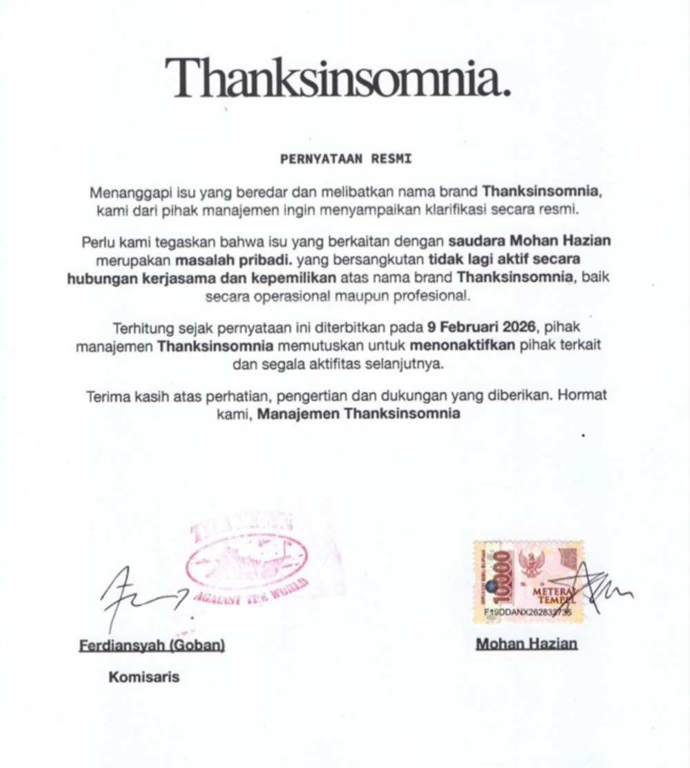 Pernyataan Thanksinsomnia