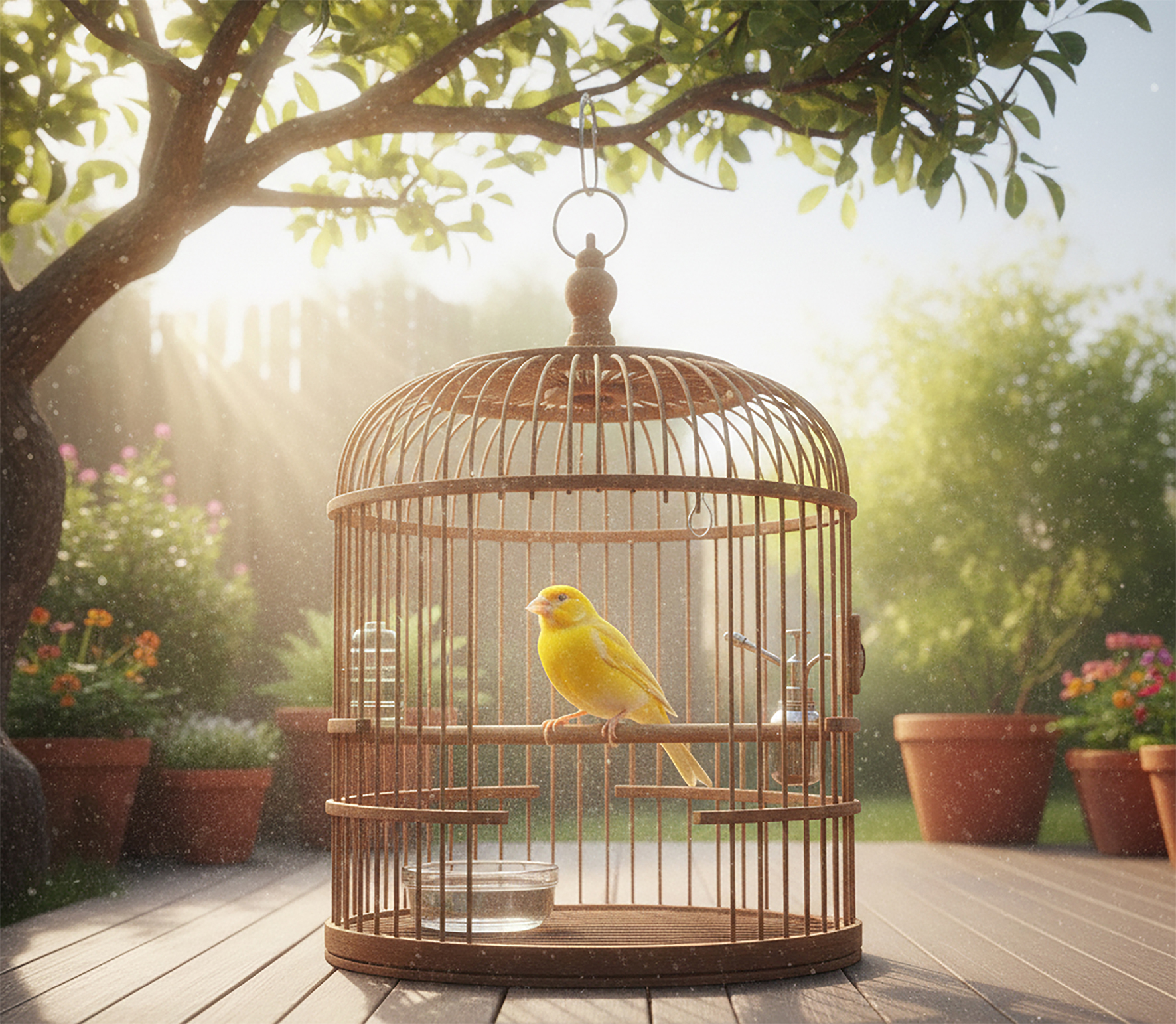 Burung Kenari di jemur