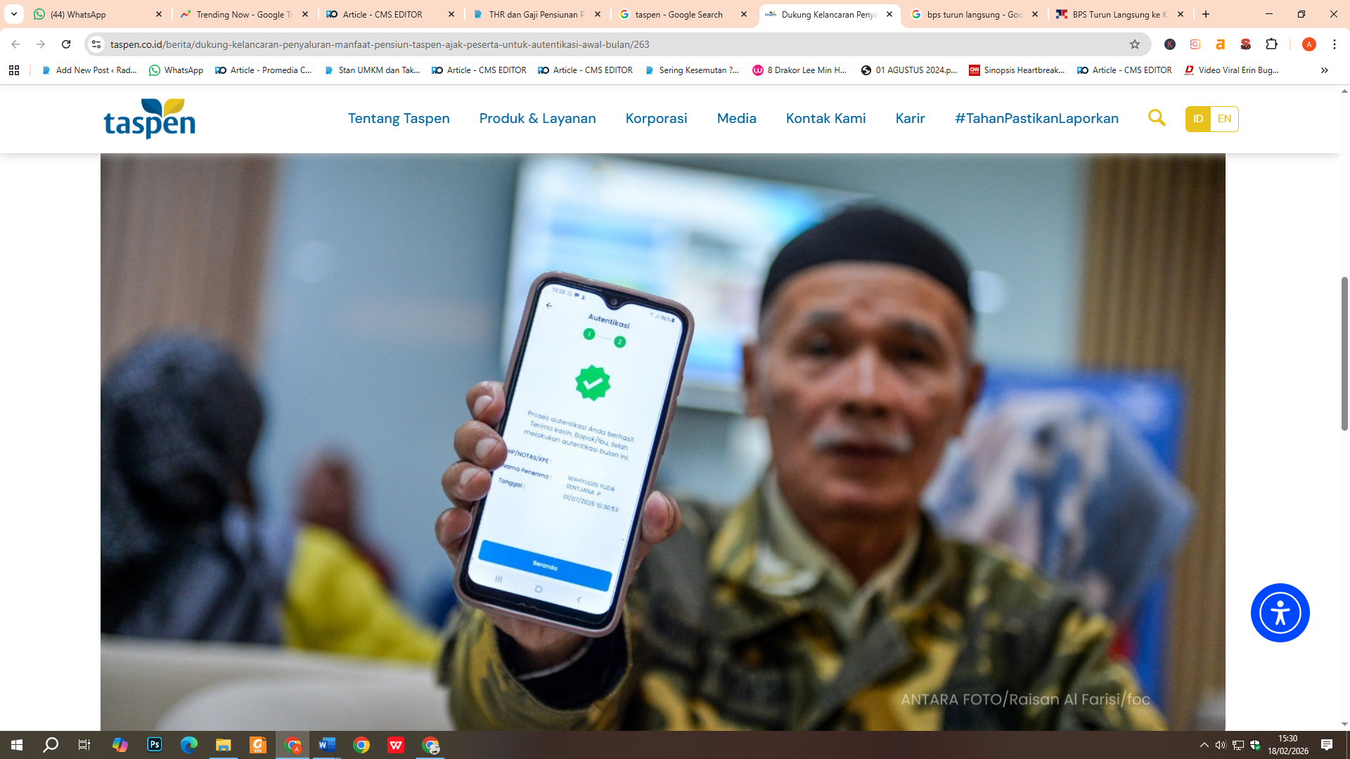 Autentikasi Taspen oleh Pensiunan PNS