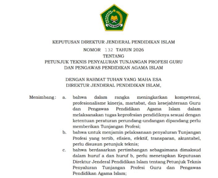 JUKNIS TPG PAI NO 132 TAHUN 2026