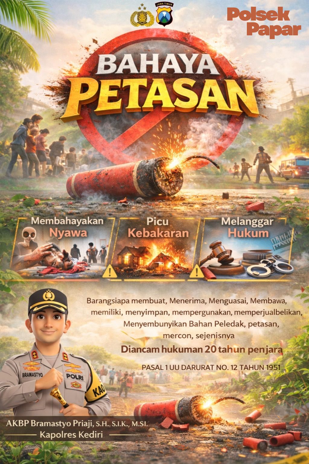 Ilustrasi bahaya petasan.