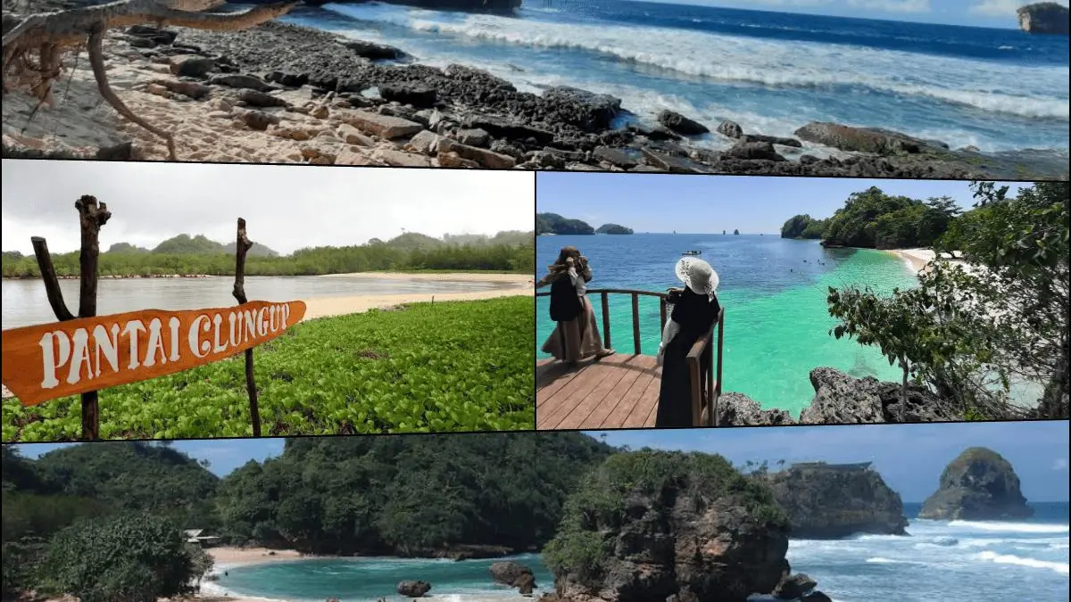 Kolase Pantai Goa Cina, Pantai Tiga Warna, Pantai Clungup (tangkapan layar Maps)