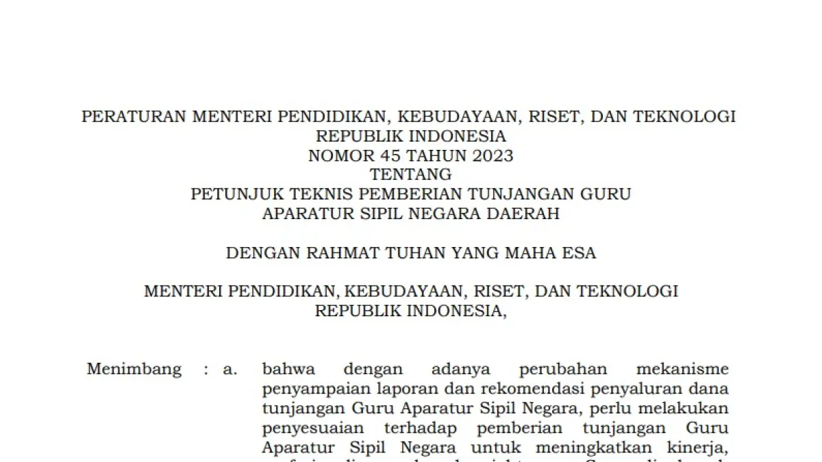 Permendikbudristek 45 Tahun 2023