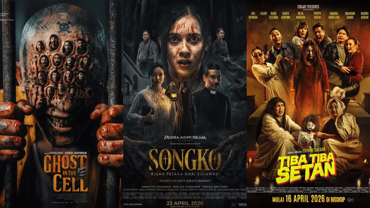 Poster Film Ghost In The Cell, Songko, Tiba Tiba Setan (Instagram/@comeandseepictures/@filmtibatibasetan/@moviezy.id)
