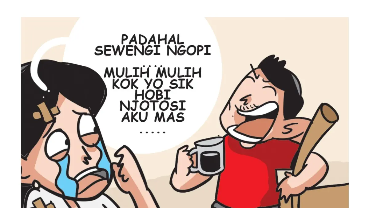 Ilustrasi hobi cangkruk lan ngepruk. (Afrizal Syaiful M/JPRK)