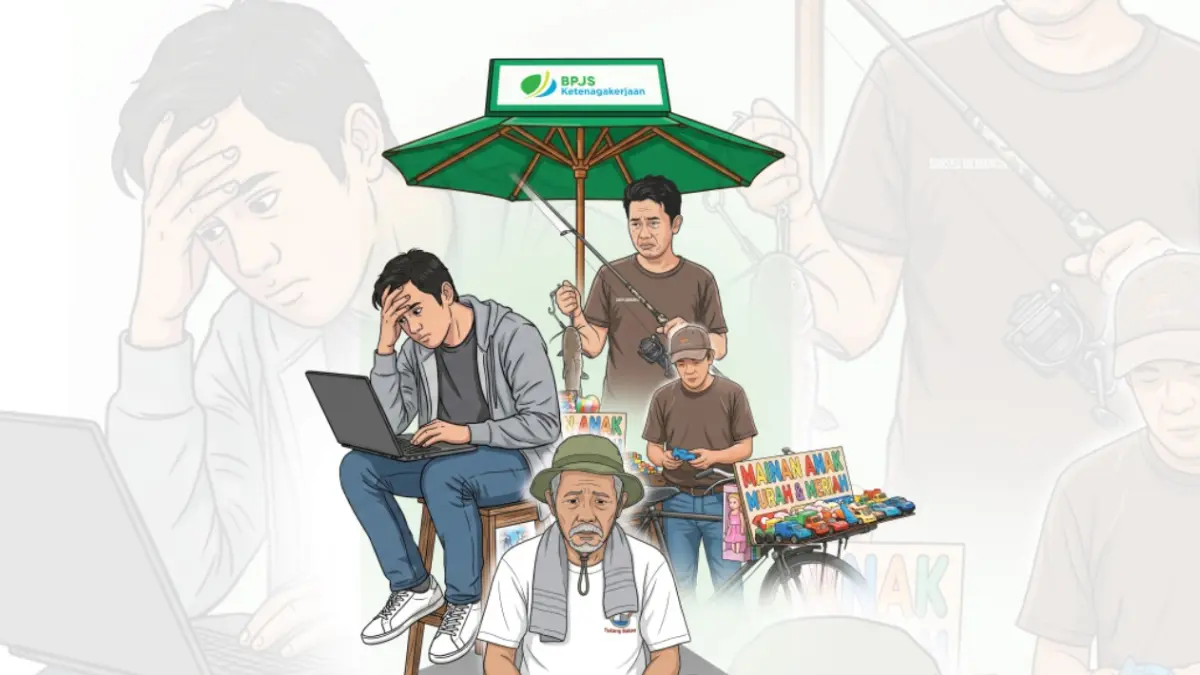 Ilustrasi pekerja mikro rentan. (Ilustrator: Afrizal)