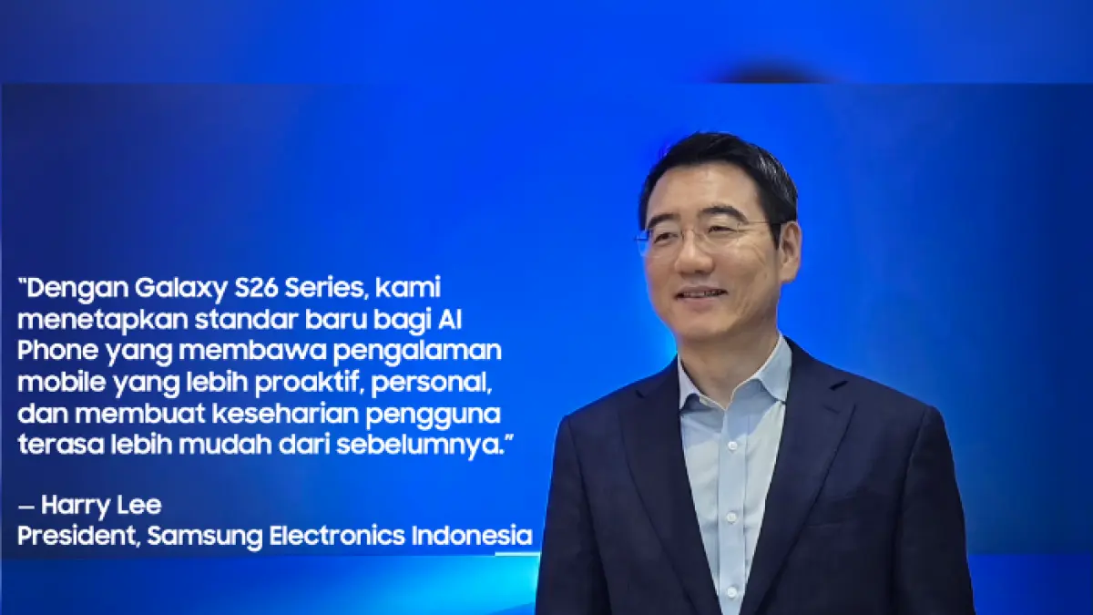 Harry Lee, President of Samsung Electronics Indonesia, memaparkan visi perusahaan dalam menghadirkan pengalaman Galaxy AI yang aman, mengutamakan privasi, dan dirancang khusus untuk mempermudah rutinitas harian pengguna di Indonesia. (foto: Dok. Samsung)