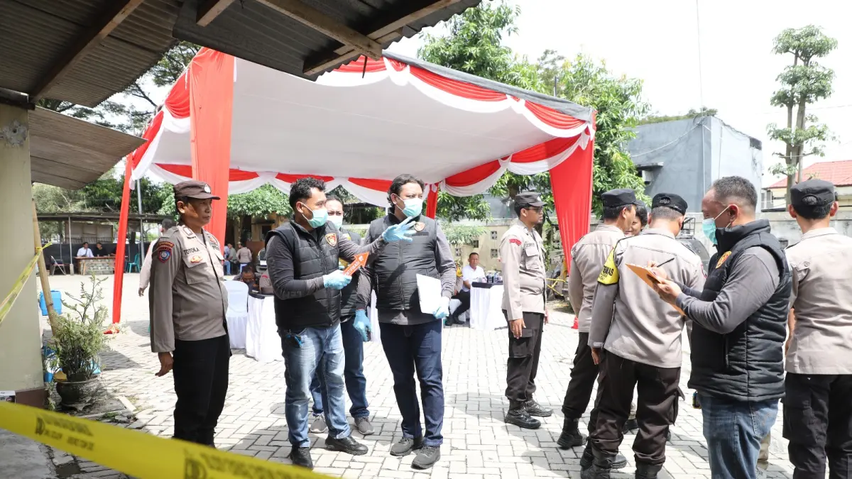 Tim reskrim wilayah Polres Kediri lakukan kegiatan Lomba Tindakan Pertama di Tempat Kejadian Perkara (TPTKP) dalam rangkat HUT Bhayangkara.