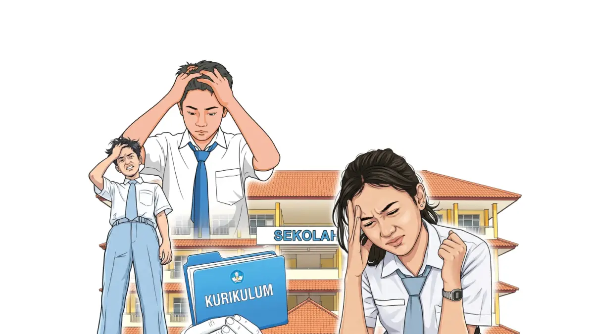 Ilustrasi pelajar yang menghadapi permasalahan mental. (Ilustrasi: Afrizal)
)