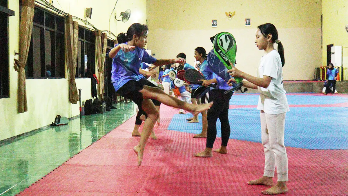 Para atlet taekwondo Kota Kediri. (FOTO: EMILIA/JPRK)
