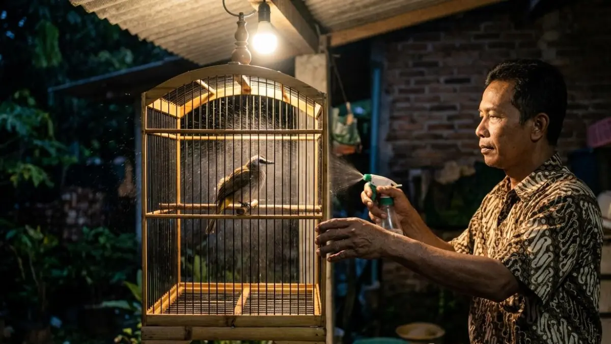 Ilustrasi memandikan burung trucukan