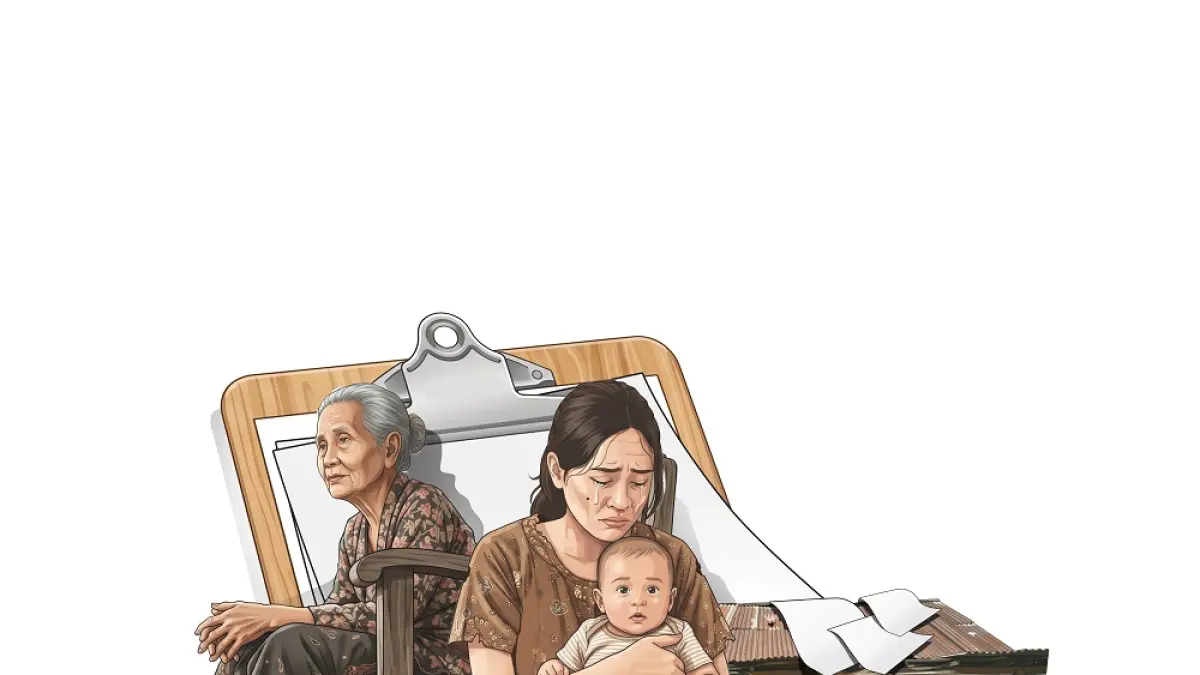 Ilustrasi keluarga miskin. (Ilustrator: Afrizal)