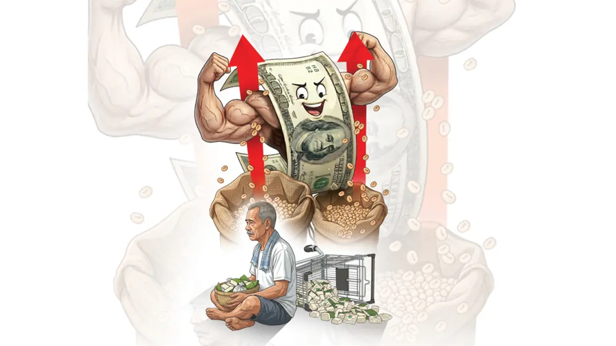 Ilustrasi menguatnya dollar AS terhadap rupiah.
