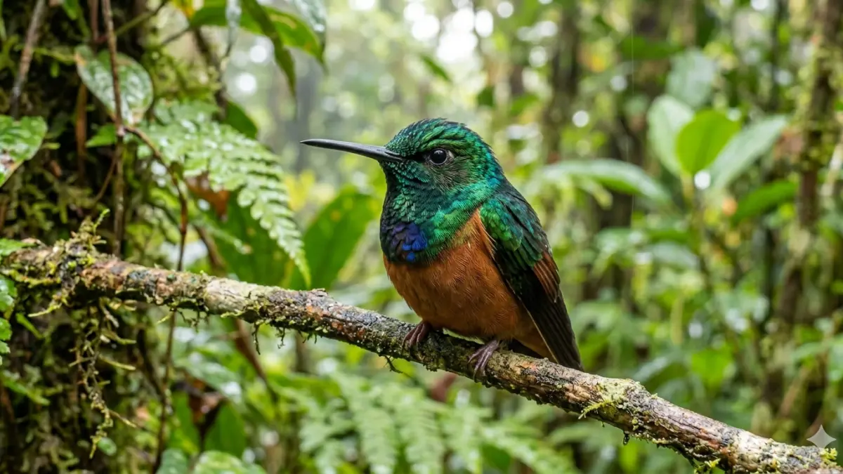 Burung kolibri yang menggabungkan sayapnya