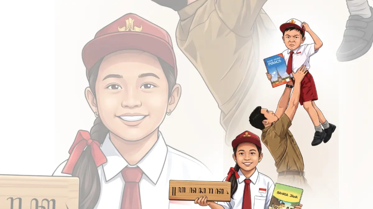 Ilustrasi muatan lokal Bahasa Jawa di dunia pendidikan (Ilustrator: Afrizal/JPRK)
