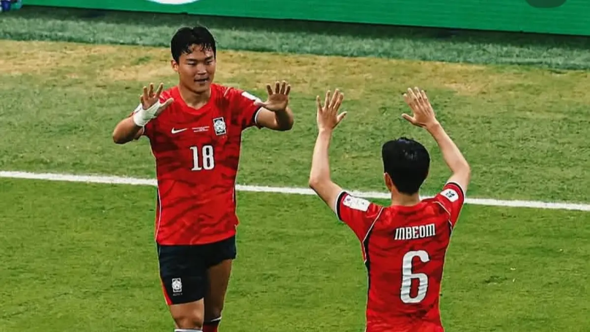 Momen pemain Korea Selatan selepas mencetak gol. (Sumber Foto: Instagram @fifaworldcup)