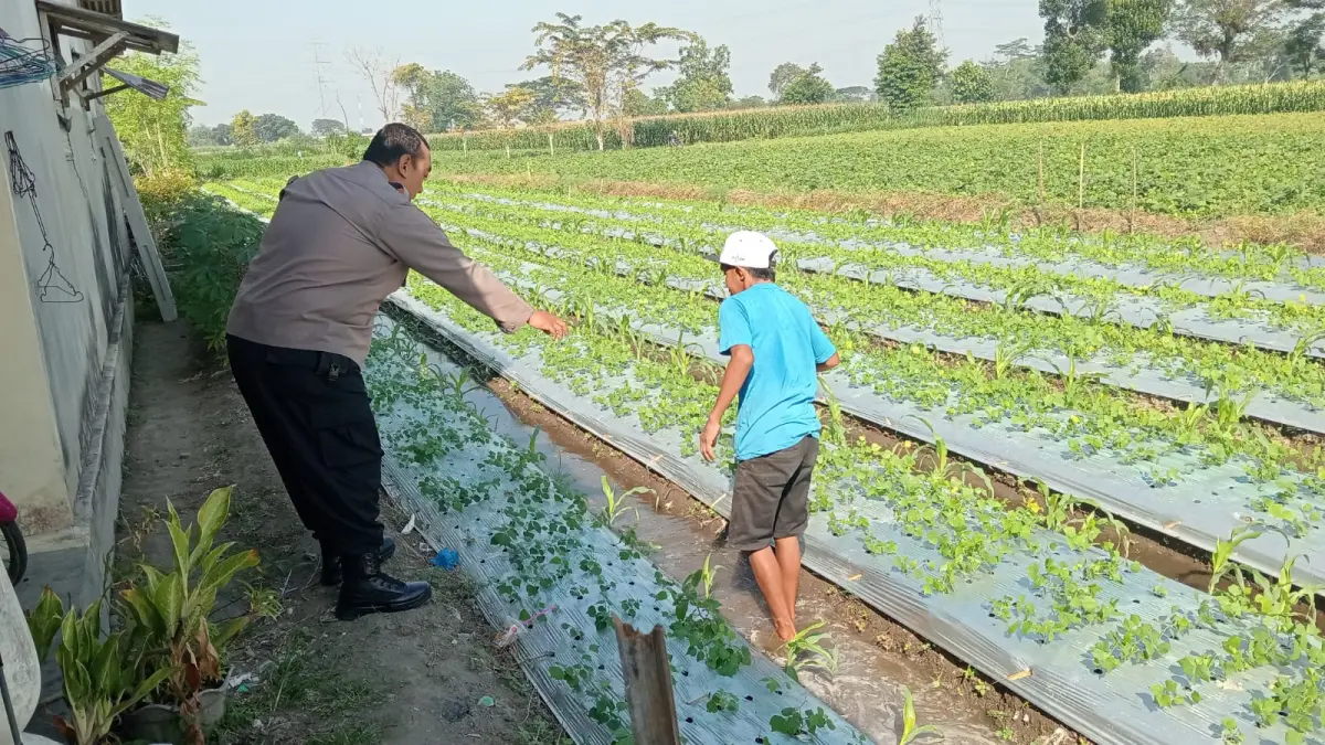 Polisi saat dampingi petani di Kayenkidul.
