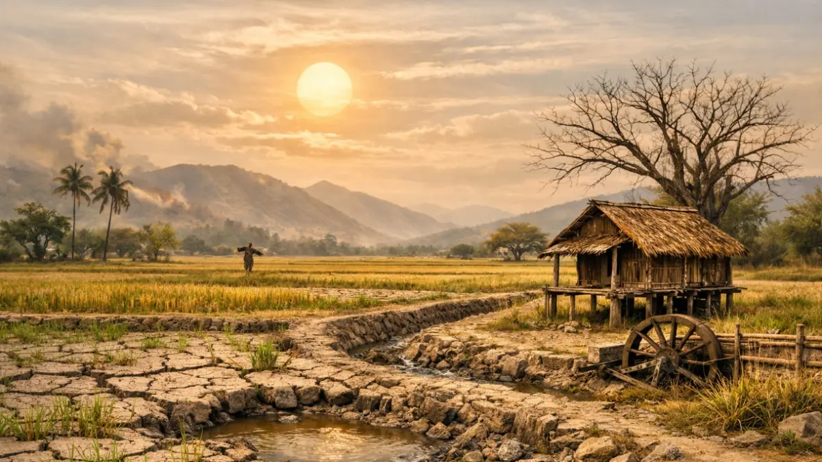 ilustrasi kekeringan di sawah.
