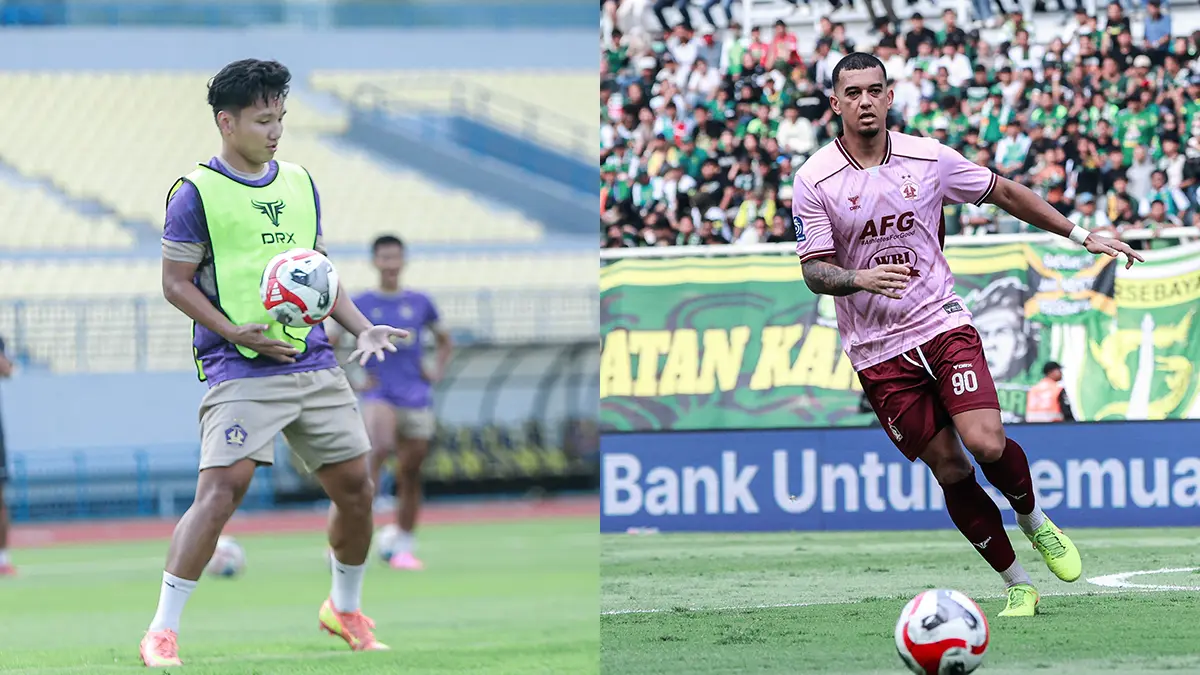 Syahrian Abimanyu (kiri) dan Rodrigo Dias (kanan). Kedua pemain tersebut resmi berpisah dengan Persik Kediri.