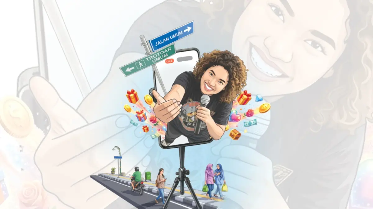 Fenomena live tiktok di sejumlah fasilitas umum di Kediri (Ilustrasi: Afrizal)