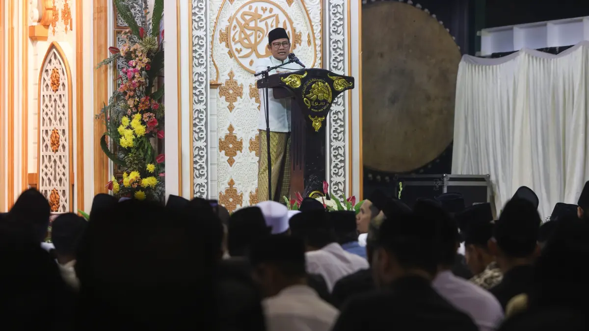 Cak Imin menghadiri haul Al Falah Ploso Kediri. (Wahyu Adji)