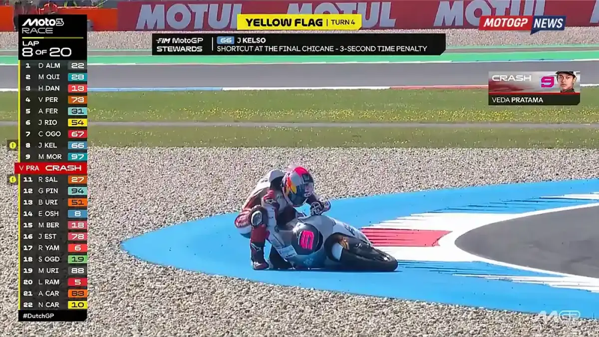 Veda Ega Pratama saat crash di GP Assen