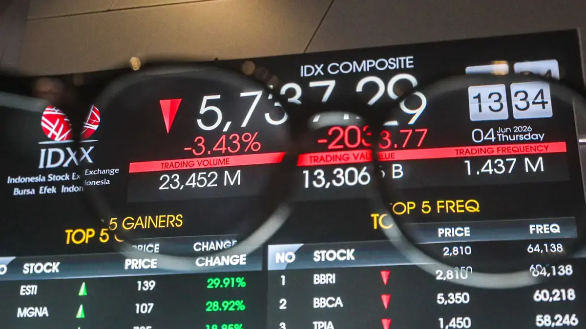 IHSG anjlok di tengah tekanan jual investor. (Salman Toyibi/Jawa Pos)