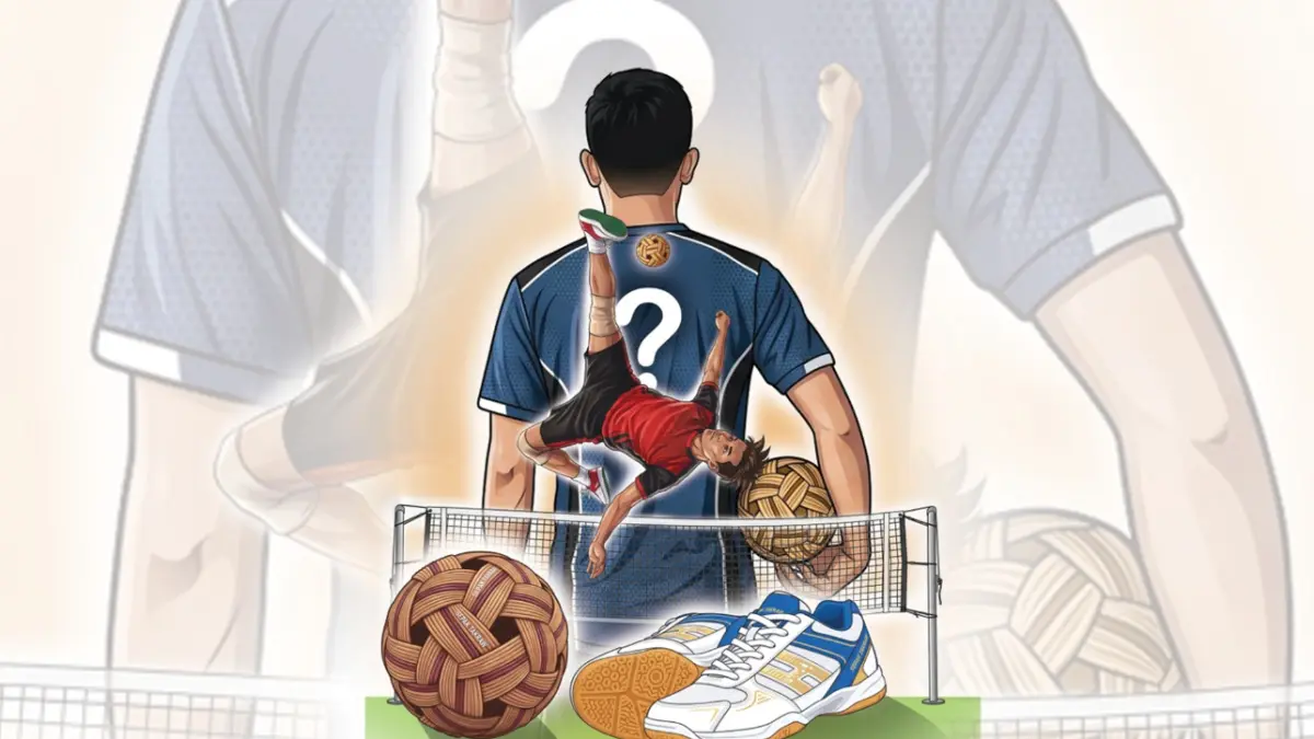 Ilustrasi cabang olahraga sepak takraw. (Ilustrasi: Afrizal/JPRK)